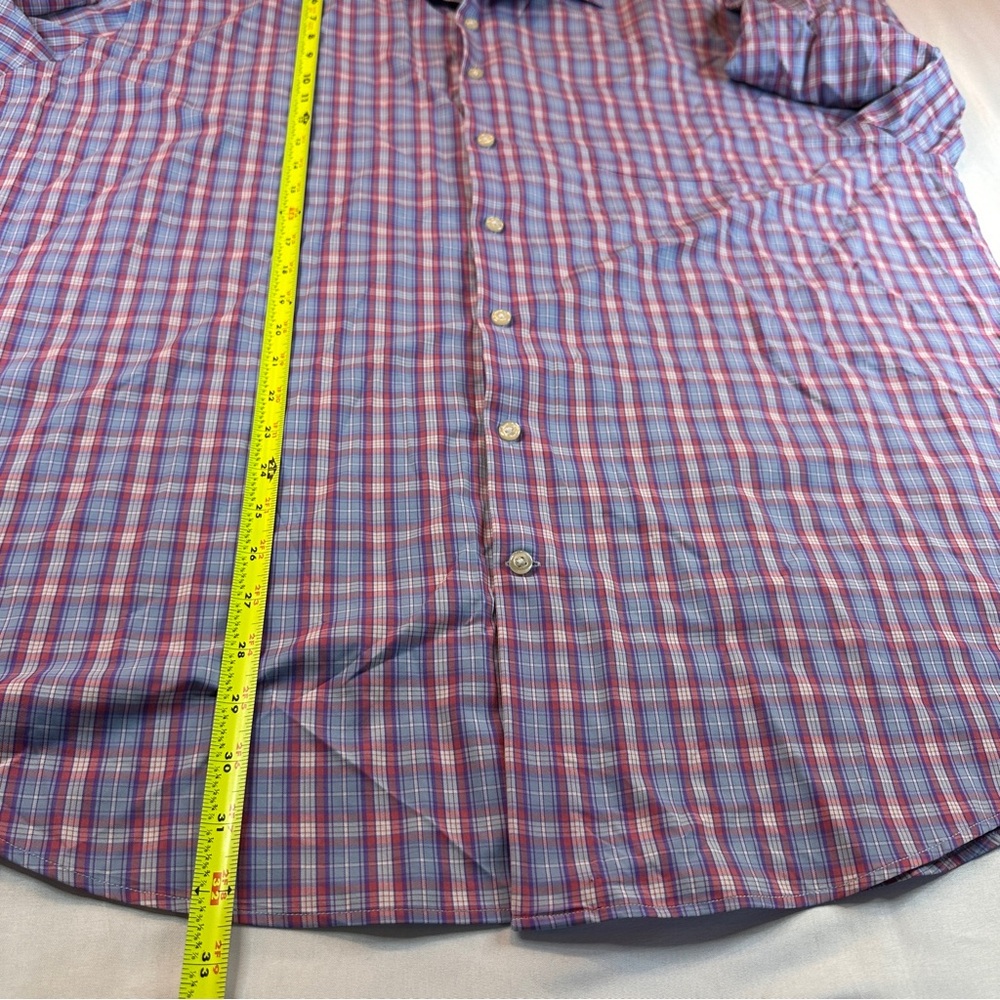 PETER MILLAR Summer Comfort Performance Shirt Men's XXL Blue/Red Check L/S - 494 - Picture 5 of 7